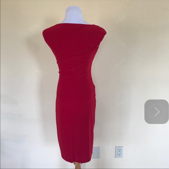 Lauren Ralph Lauren Cowl Neck Jersey Red Dress - 4 - Picture 9 of 11